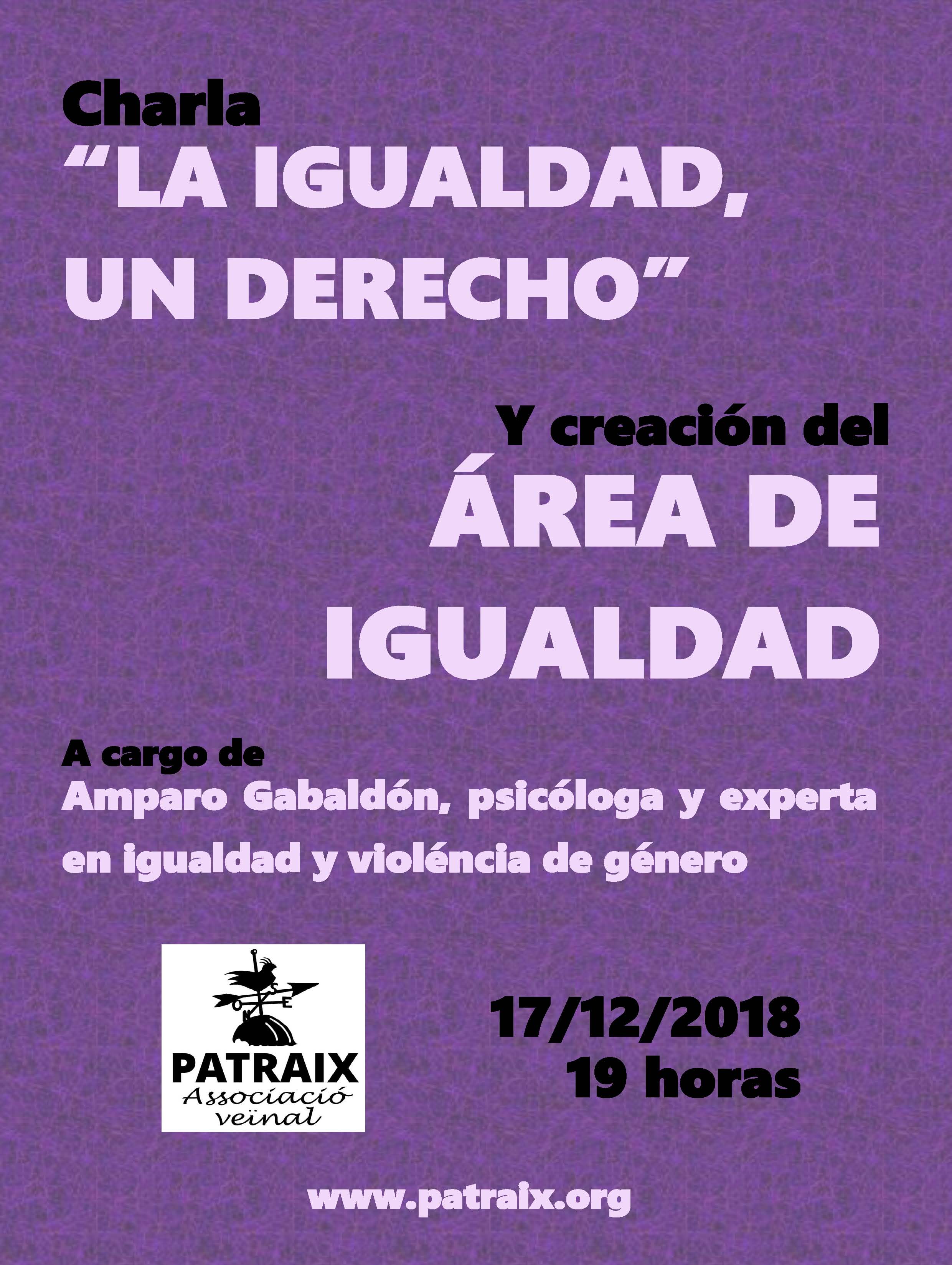 Xarrada “La igualdad, un derecho” i creació de la Comissió d’Igualtat