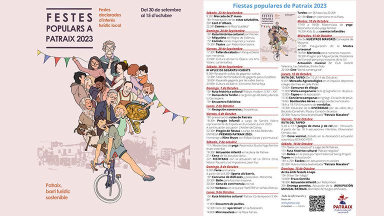 Programa Fiestas populares de Patraix 2023